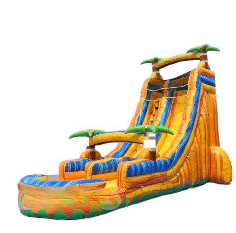 Kommerzielle farbenfrohe Thema aufblasbare Wasserrutschen Außen aufblasbare Spielplatz Wasserrutsche PVC aufblasbare große Sprung